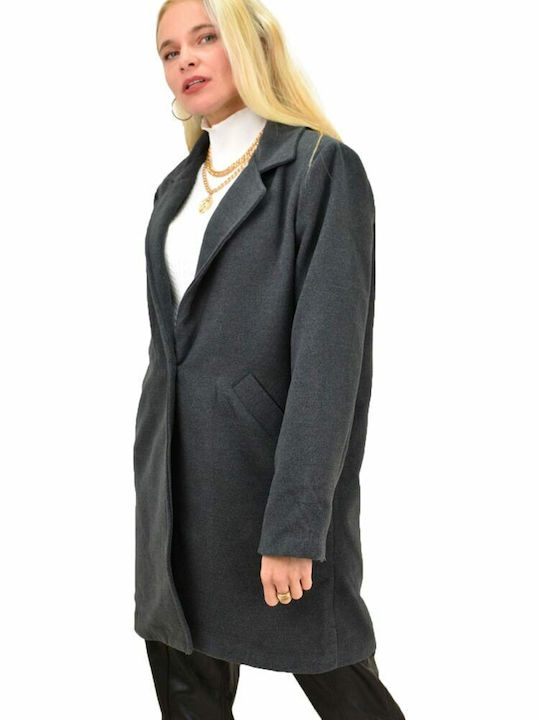 Potre Women's Midi Coat with Buttons Gray