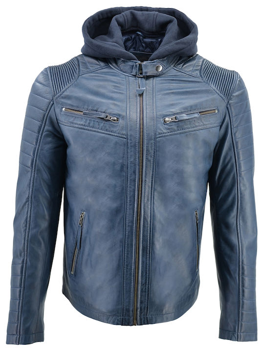 Δερμάτινα 100 Δερμάτινο Μπουφάν Biker Blue