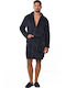 Bonatti Men's Winter Velvet Pajama Robe Navy Blue