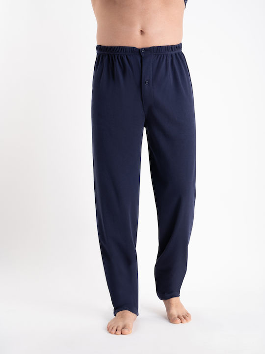 Relax Lingerie Χειμερινή Ανδρική Πιτζάμα Βαμβακερή Navy Μπλε