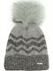 Pom Pom Beanie Γυναικείος Σκούφος Πλεκτός σε Γκρι χρώμα