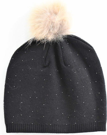 Beanie Γυναικείος Σκούφος Πλεκτός σε Μαύρο χρώμα
