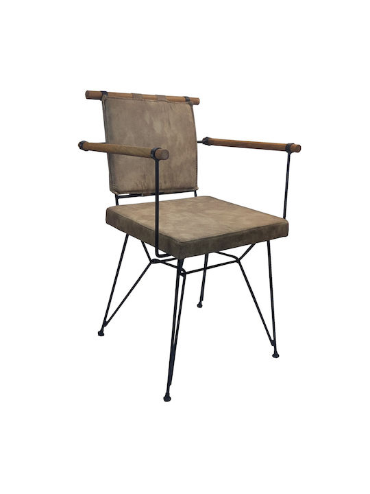 Dining Room Fabric Armchair Brown 50x42x76cm