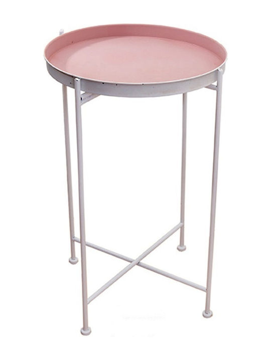 Masă Laterală Rotundă Metalică Roz M35xL35xÎ60cm