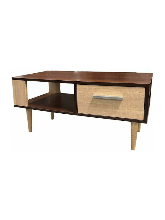 Rectangular Wooden Coffee Table Brown L90xW40xH45cm