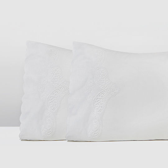Aigaion Сет Калъфки за Възглавници с корица за плик Бели 50x70см.