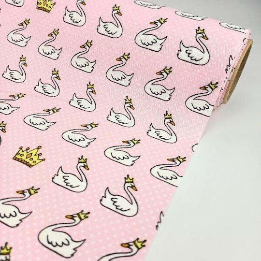 Ntampoudis Schwan mit Krone Dekorationsstoff 27x500cm Rosa