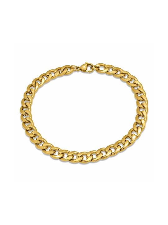 Gurmet Chain Hand from Steel Gold-plated Wide Thickness 7mm and Length 25cm