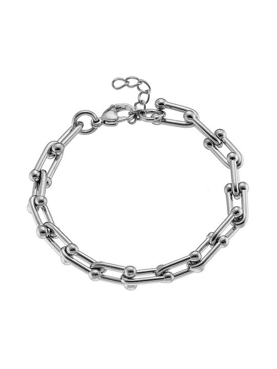 Damen Kette Hand aus Stahl Breit Dicke 7mm und Länge 18cm