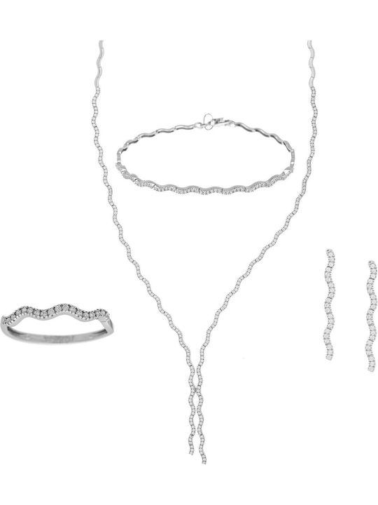 Vitopoulos Vitopoulos Set with Necklace , Earrings & Ring from White Gold 14K with Stones