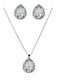 Exis Jewellery Set mit Halskette & Ohrringe aus Silber mit Steinen