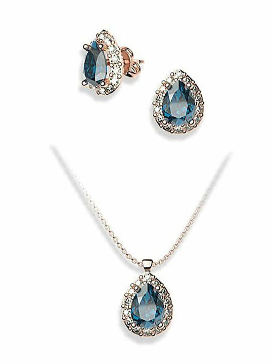 Exis Jewellery Σετ με Κολιέ & Σκουλαρίκια από Α...