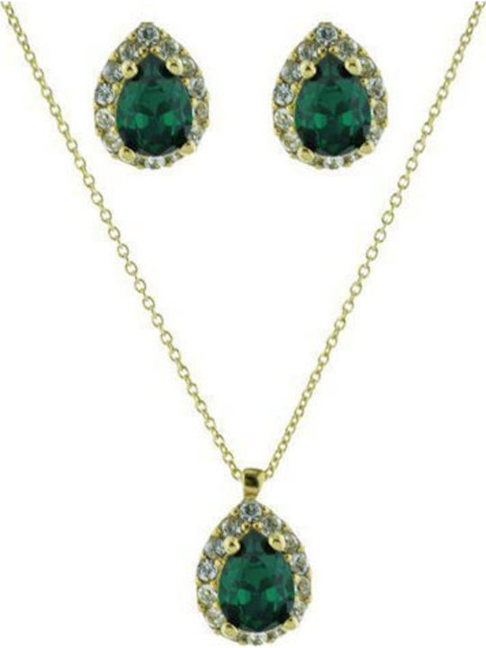 Exis Jewellery Set de Bijuterii din Argint Placat cu Aur