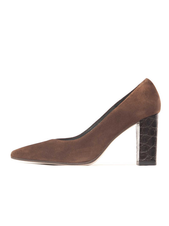 Paola Ferri Leder Pumps Braun