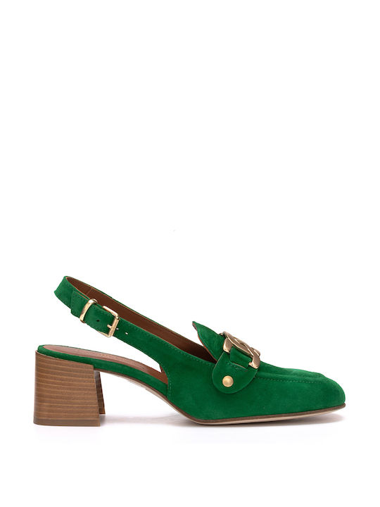 Philippe Lang Green Heels with Strap