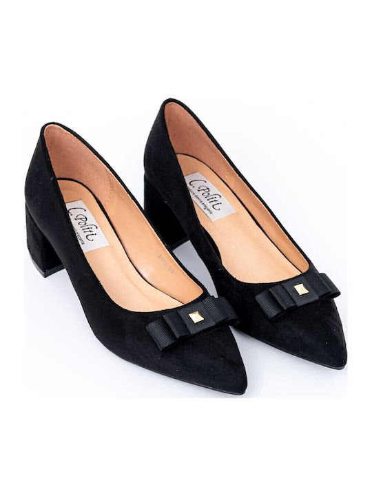 Anatomic Leather Pointed Toe Black Medium Heels