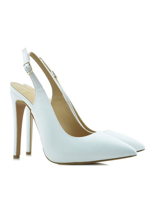 Designer Leder Pumps Weiß