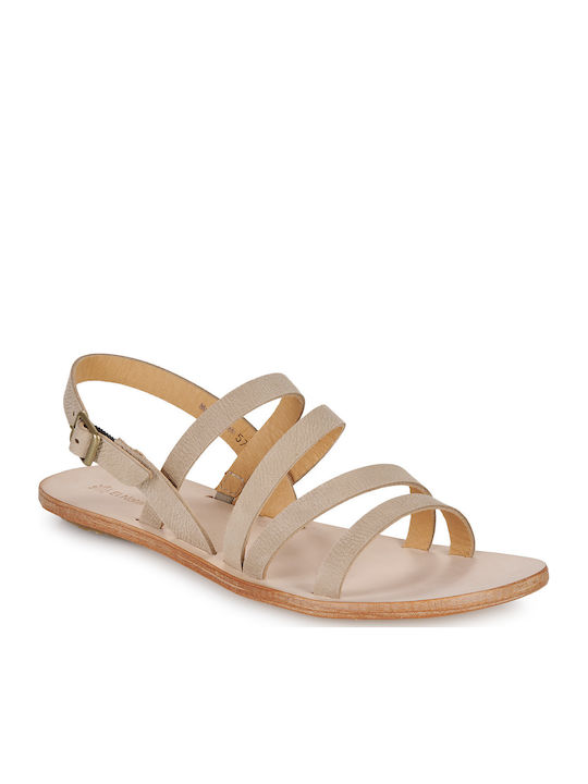 Women's Flat Sandals in Beige Color