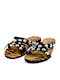 Slippers Leather Women's Flat Sandals in Black Color