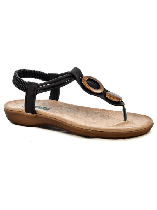 Amarpies Women's Flat Sandals Anatomic in Black Color