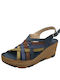 Walk In The City Anatomic Women's Leather Platform Shoes Blue