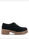 Serraje Leder Damen Derby in Schwarz Farbe