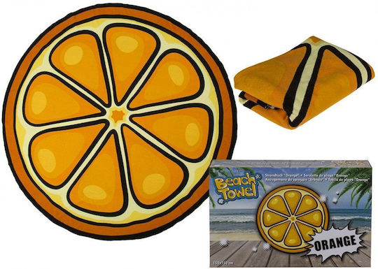 Beach Towel Round Orange with Fringes Diameter 150cm.