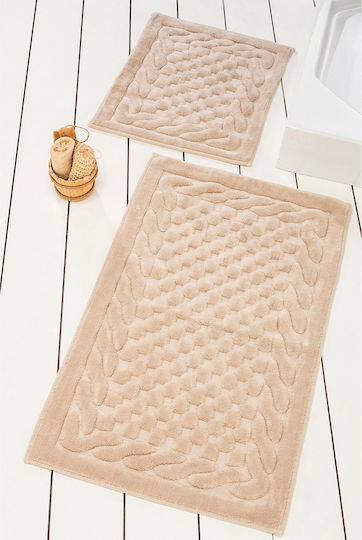 Mijolnir Non-Slip Bath Mats Set Cotton Bambi Beige 2pcs