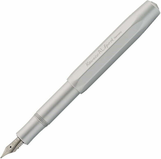 Kaweco Al Sport Füllfederhalter Broad Silber aus Aluminium mit Blauer Tintenfarbe