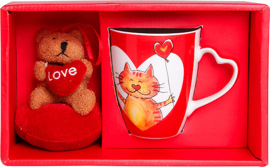 Etoile Cat Mug Ceramic Red
