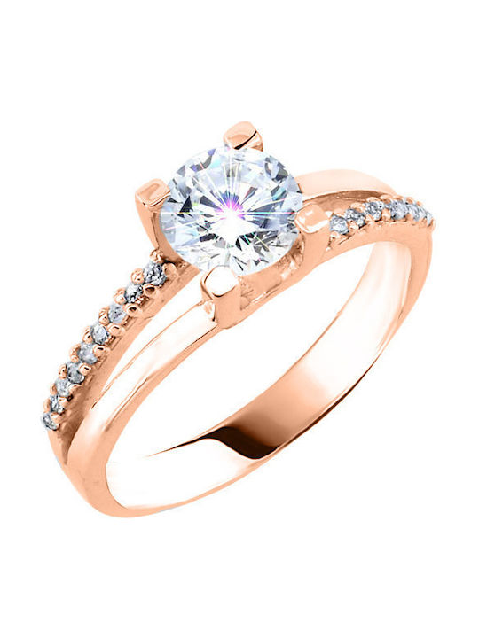 Einzelner Steine Ringe aus Roségold 14K mit Zirkon