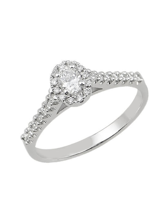 Savvidis Single Stone Ring made of White Gold 18K with Diamond