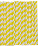 Straws Paper Yellow 100pcs