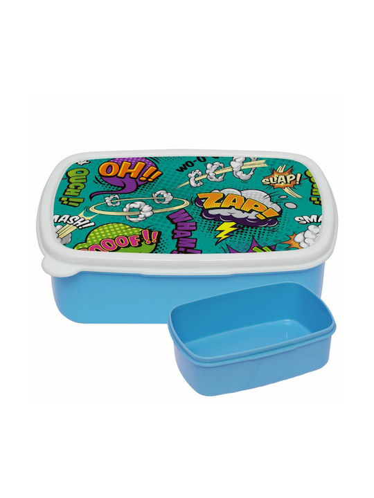 Koupakoupa Plastic Lunch Box Comic Oh Blue 18x13cm