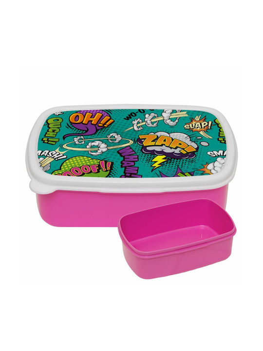 Koupakoupa Plastic Lunch Box Comic Oh Pink 18x13cm