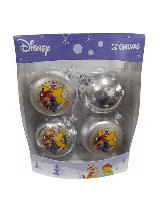 Winnie Pooh Hanging Ball Ornament Ornament Silver 4cm Set 4pcs