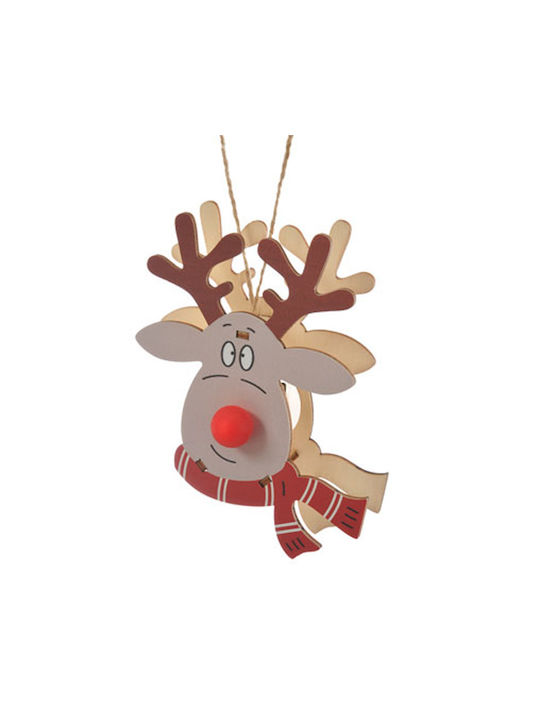 Christmas Wooden Reindeer Ornament Beige