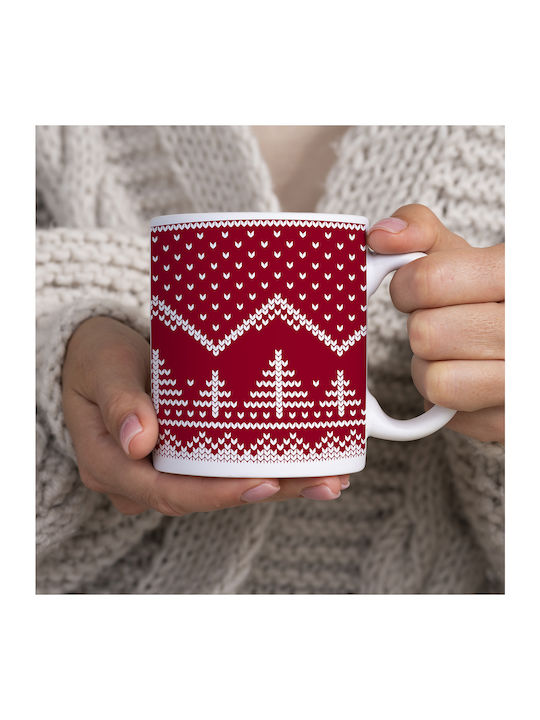 Christmas Mug Ceramic Red 1pcs