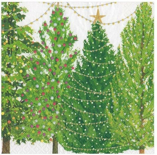 Caspari Christmas Tableware Ornaments Napkins with Trees 20 Pieces Caspari Christmas Tableware Ornaments Napkins with Trees 20 Pieces