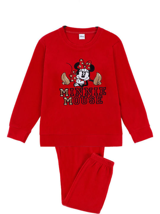 Admas Детска пижама Зимна Поларена Червена Minnie