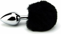 Loving Joy Bunny Tail Anal Plug Small Black 6.50cm
