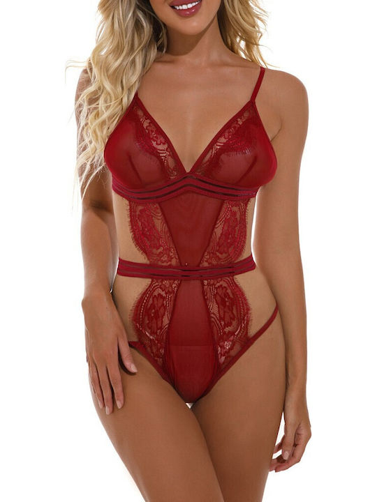 La Lolita Amsterdam Sexy Κορμάκι με Δαντέλα Κόκκινο