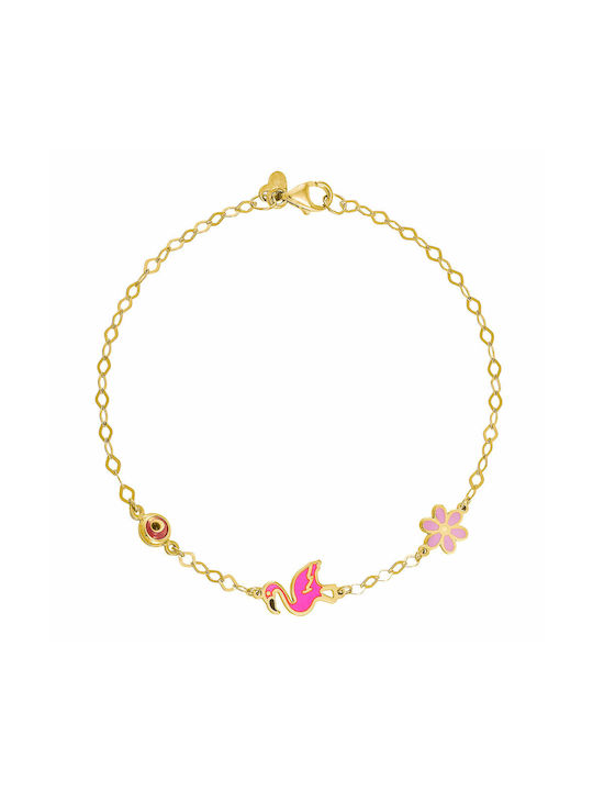 Ioannis Κόσμημα Kids Gold Plated Silver Chain Bracelet with Evil Eye for Girl