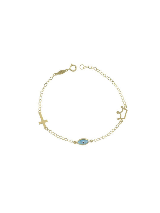 Emanouilidis Ilias Kids Bracelet Chain from Gold 9K with Evil Eye