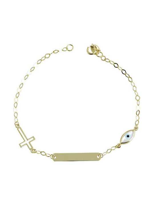 Mparliakos Kids Bracelet ID from Gold 9K with Evil Eye