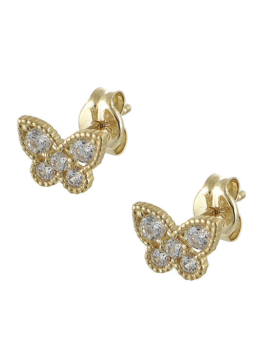 Kids Earrings Studs Butterflies made of Gold 9K