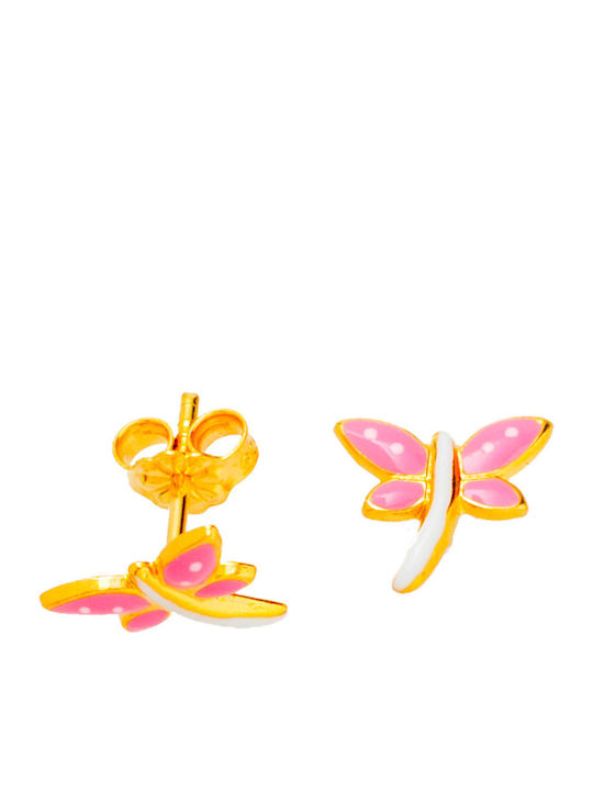 Kids Earrings Studs Butterflies made of Gold 14K