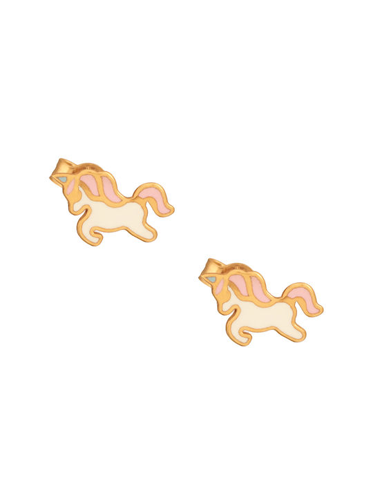 Kids Earrings Studs Unicorns made of Gold 9K