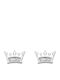 Kids Earrings Studs Crowns from White Gold 9K