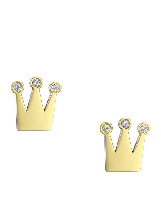 Kids Earrings Studs Crowns from Gold 14K